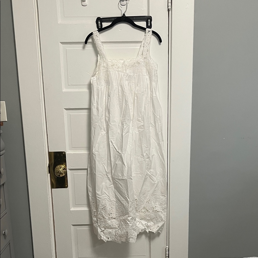 White Lace Trimmed Sleeveless Dress